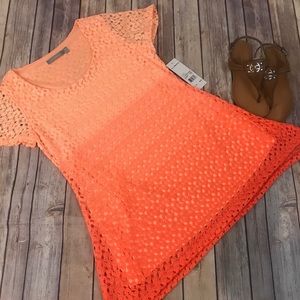NY Collection Crochet Tunic NWT Ombré Orange
